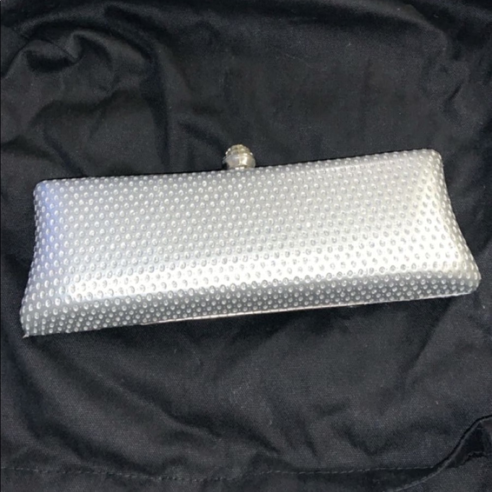 Silver, sparkly clutch